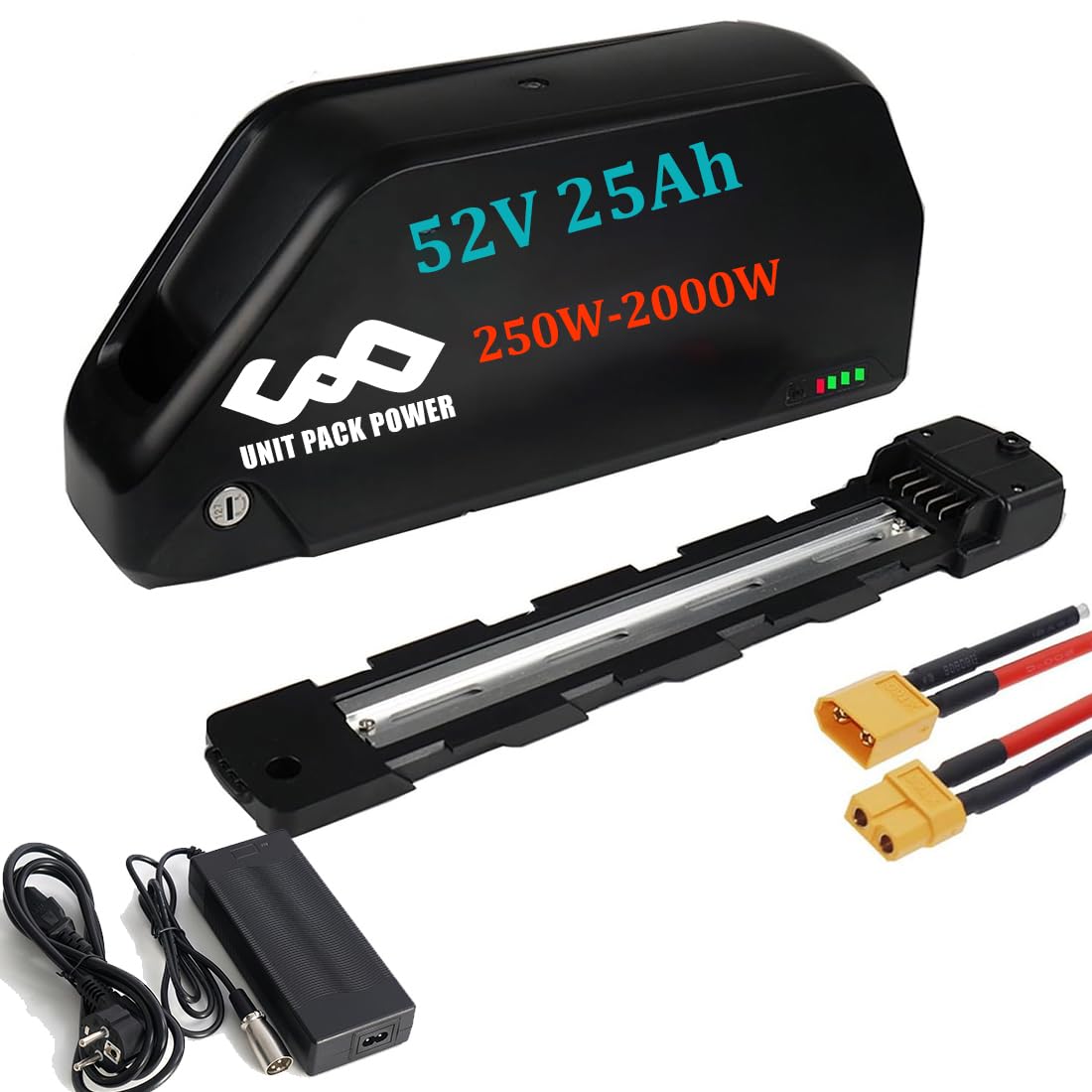 Polly Shark akumulator 52 V 25 Ah do rowerów elektrycznych 1500 W, 1000 W, 750 W, 500 W, zestaw do konwersji roweru elektrycznego Ba-fang i innych zestawów (Samsung50E Cell)