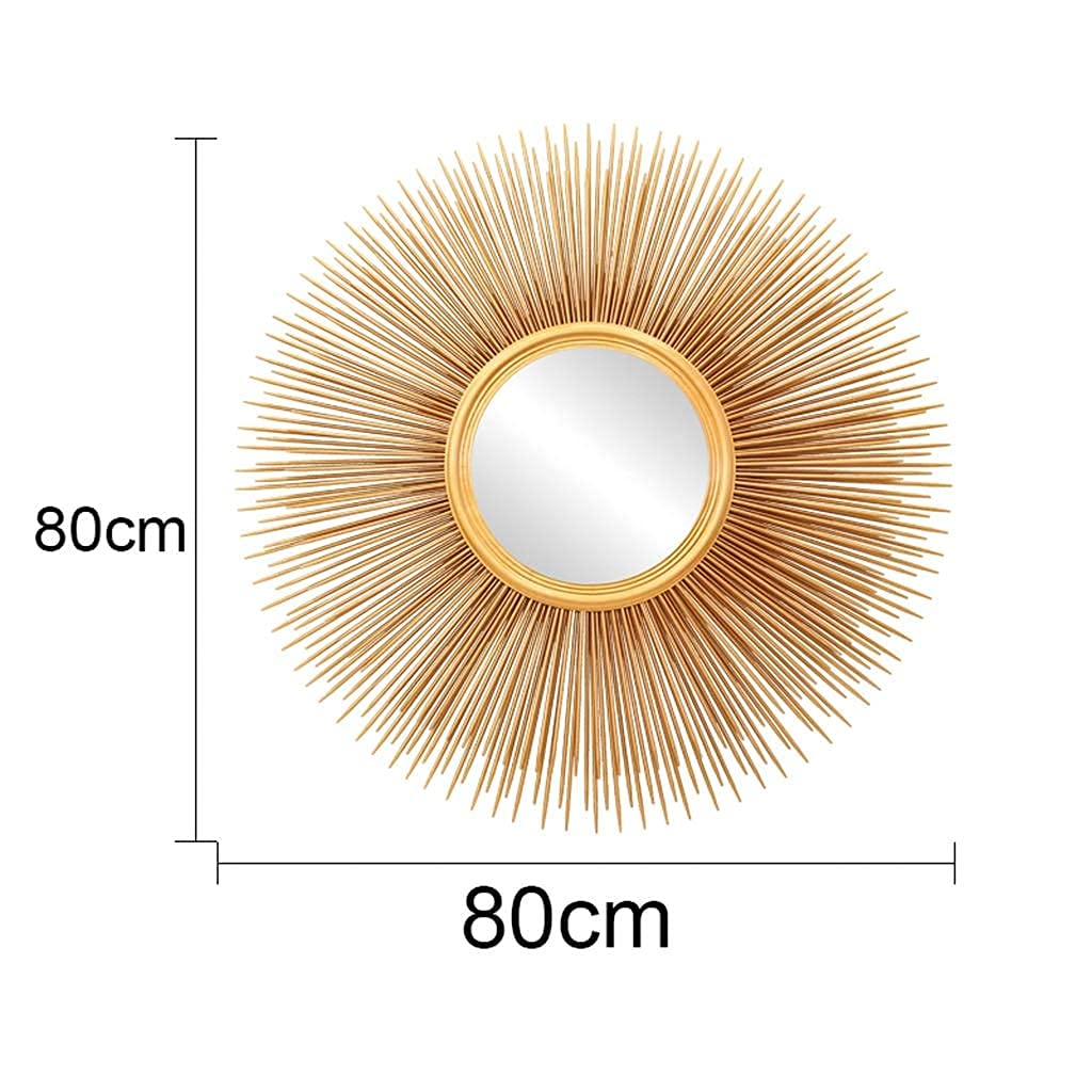 Large Vintage Gold Wall Mirror Sunburst Round 3D Stereo Iron