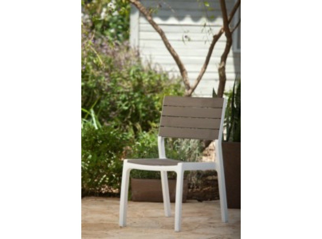 CURVER Iberia Home & Outdoor M293495 Fauteuil en résine avec accoudoirs Harmony Blanc/marron