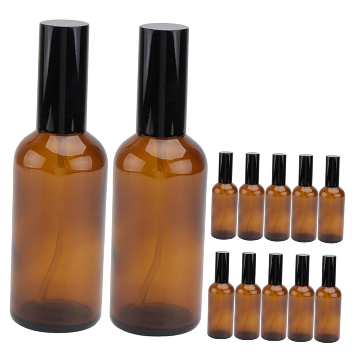 12 Stück Teiliges Braunglas Sprühflaschen für Ätherische Öle und Emulsionen Leichte Langlebige Reisezerstäuber Wiederbefüllbare Nebelsprühflaschen für Kosmetik und