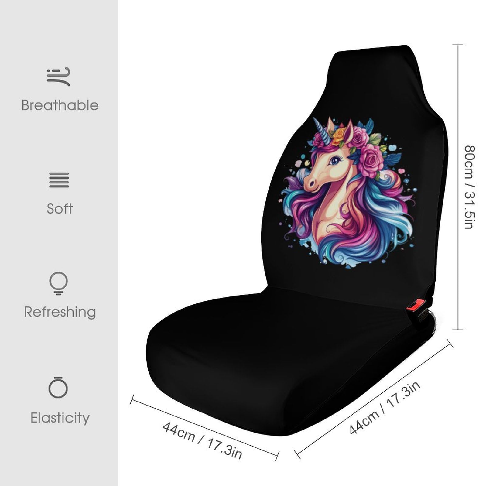 Flower Un-icorn Car Seat Covers Universal Car Front Seats Protector Auto Interior Accessories 2PCS