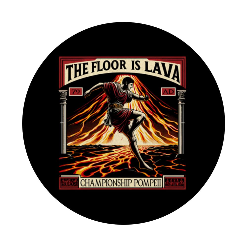 The Floor Is Lava Pompeii Championship PopSockets Swappable PopGrip, Black - Image 3