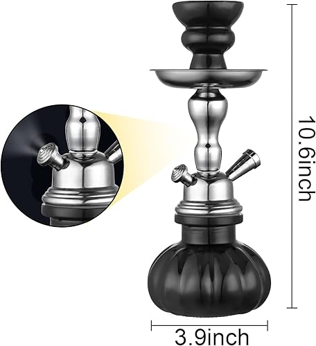 Miniatura 3 de Juego completo de cachimba de 11 pulgadas con mini jarrón de cristal de cachimba de calabaza, cuenco de cerámica, manguera de mango de madera, pinza