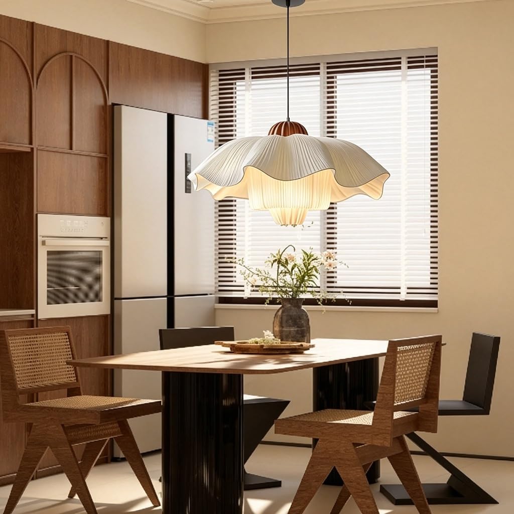 Lampadario in stile vintage francese Lampada a sospensione per camera da letto in stile nordico Plafoniera in tessuto in Mid century Altezza regolabile E27 da letto e sale da pranzo bar
