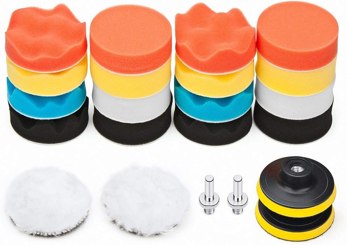 Car Foam Drill Polishing Pad Kit 22 PCS, 3 Inch Buffing Pads Amazon