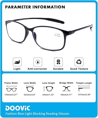 Miniatura 8 de DOOViC Paquete de 4 lentes de lectura con bloqueo de luz azul, flexibles y ultraligeros para hombres y mujeres