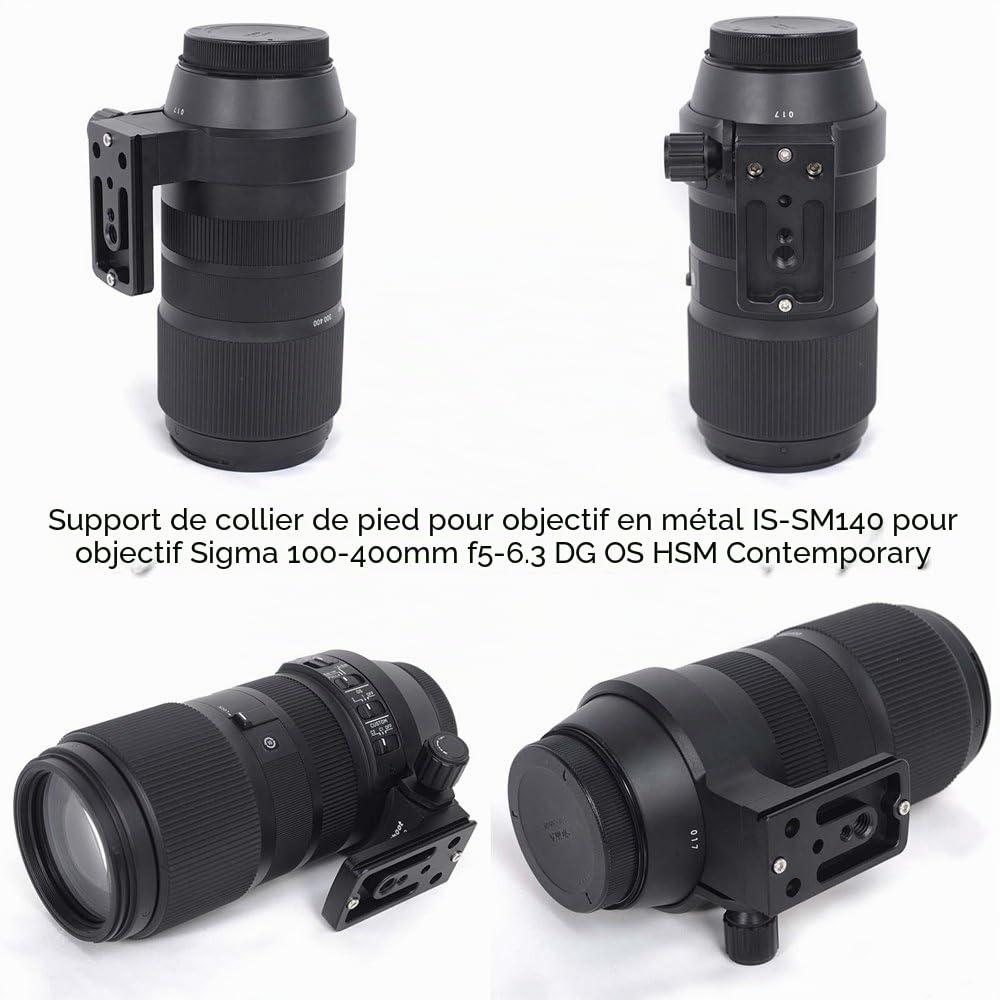 iShoot Anneau de Montage pour Trépied Bague Collier d'Objectif Compatible avec Sigma 100-400mm f5-6.3 DG OS HSM Contemporary EF/F Mount, Support Lentille plaque de dégagement rapide Arca-Swiss Fit
