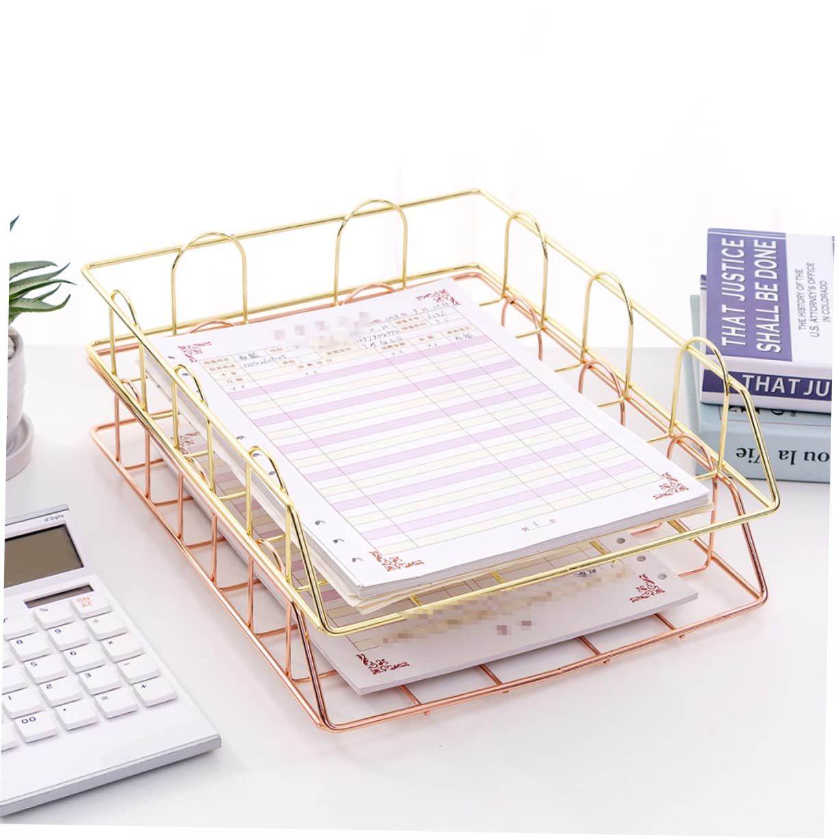2pezzi Vaschette Portadocumenti Impilabili Organizer Per Scrivania Rack Per File e Documenti Contenitori Per e Funzionali