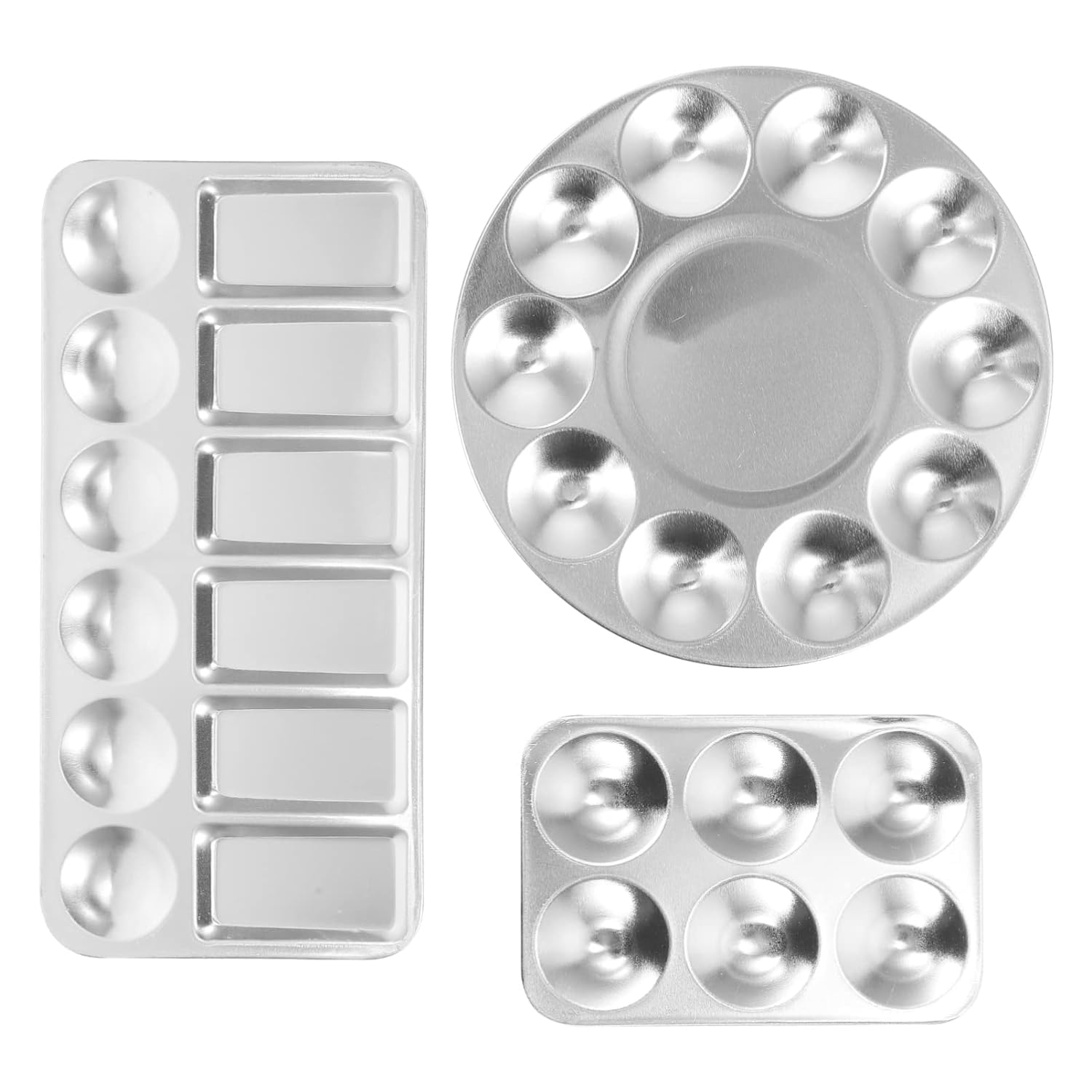 Water Color Painting and Color Mixing Aluminum Palette Set of 3 pc for Professionals, Beginners, Kids and More (Silver)-image-19