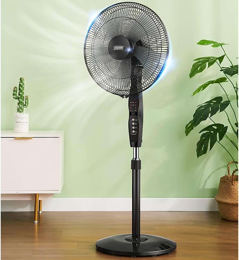 Standing Pedestal Fan Automatic Oscillation with Remote 16 Inches, 60 Watts, 3 Speeds 7-Hour Timer Fan with Space-Saving