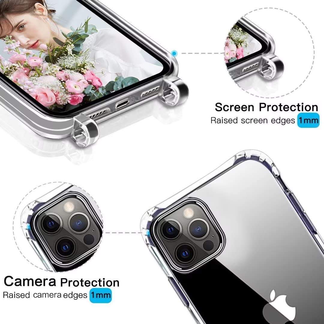 Custodia GoodcAcy Per IPhone 13 Pro Con Cordino - Trasparente Silicone TPU Antiurto - Tracolla Regolabile Inclusa - 2
