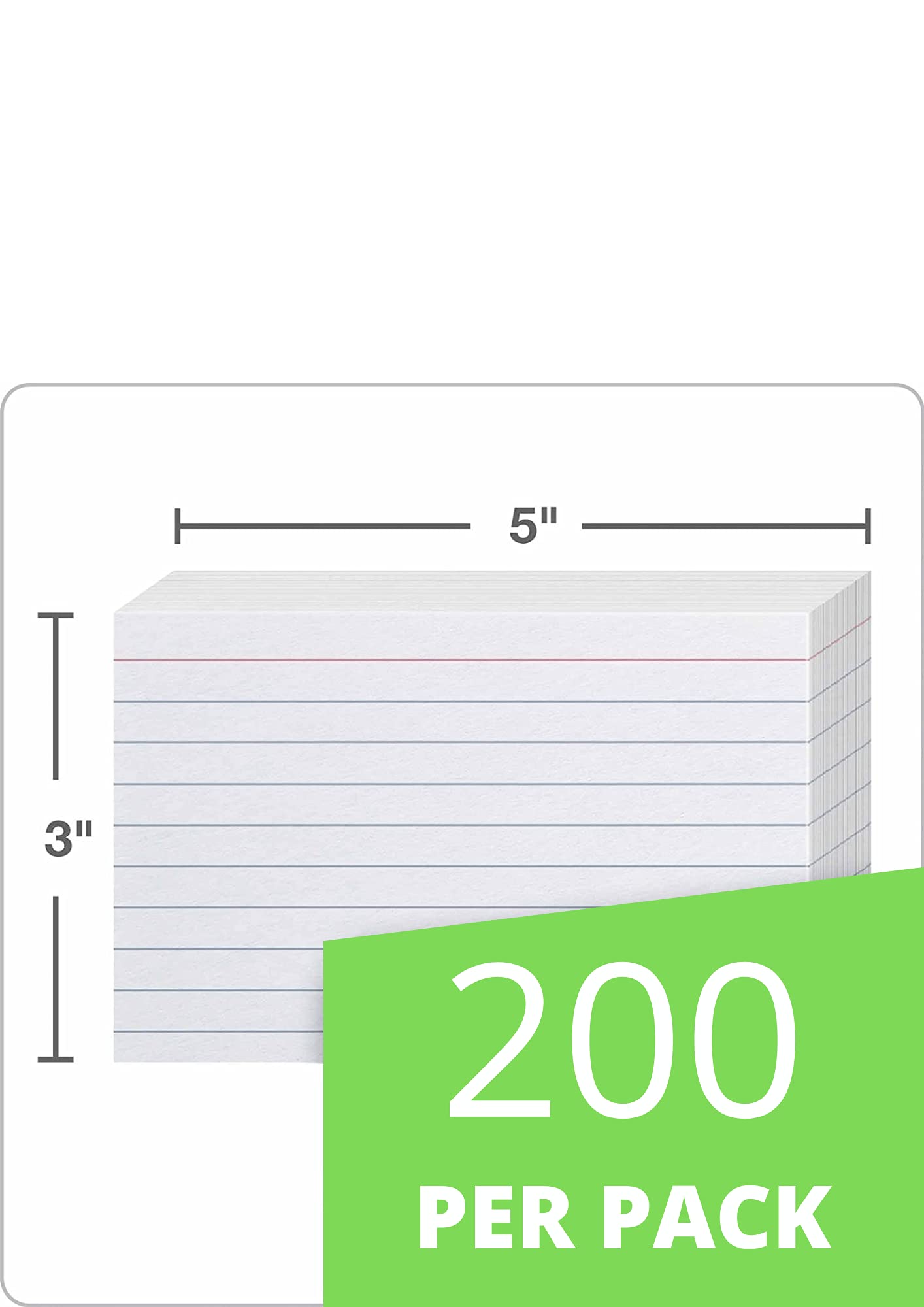 Single Side ruled Index Flash Cards - 3x5 inch, White, 200 GSM - with Free Binder Rings for Short Notes, cue Cards, Cheat Sheets, exam, Interview Preparation (3x5 inch Single Side ruled - 200 Sheets)