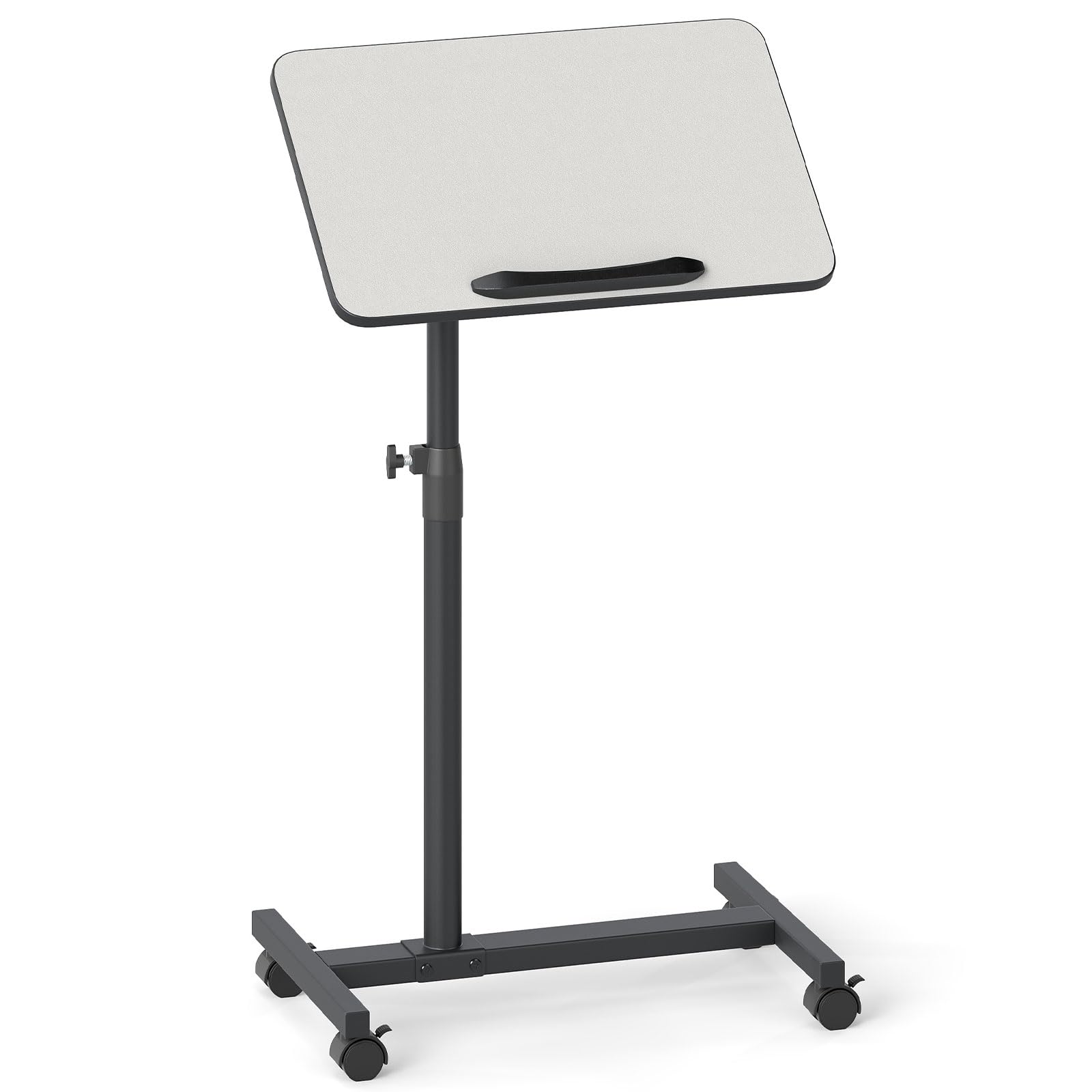 GIANTEX Tavolo da Letto per Laptop con Ruote Bloccabili, Altezza Regolabile e Rotazione 360°, Ideale per Piccoli Spazi, Ospedale, Soggiorno