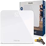 iHome Digital Scale, Bathroom Scale, Batteries Included, Scale Body Weight, Weight Scale, Digital Scale, Bathroom Scales for Weight, Digital Scales for Body Weight (White)