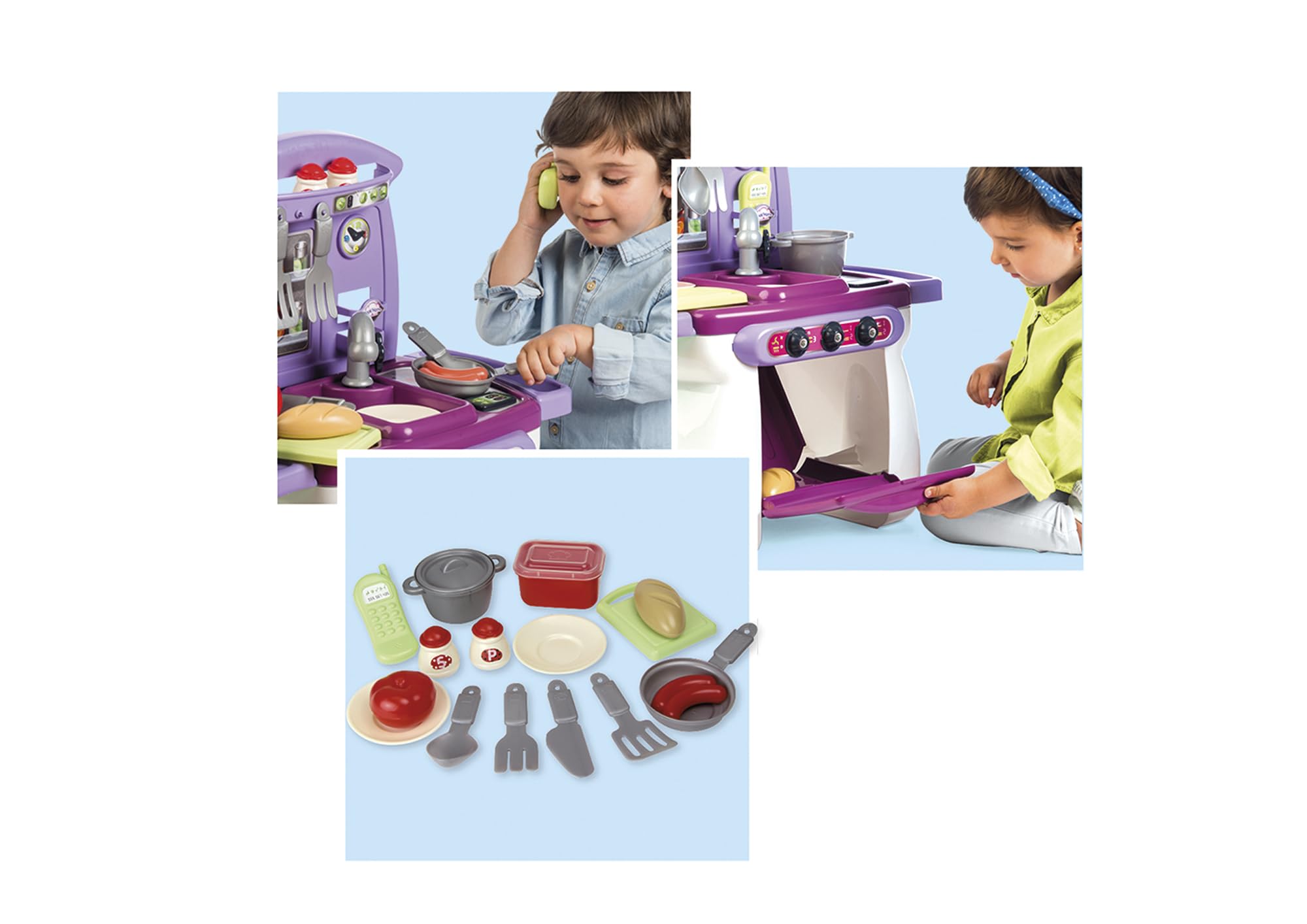 Chicos Cook'Home Mi Primera Cocina – Cocinita Infantil De Juguete Con 17 Accesorios, Incluye Cubiertos, Ollas, Sartén, Salero, Teléfono Y Más, Edad Recomendada +18 Meses
