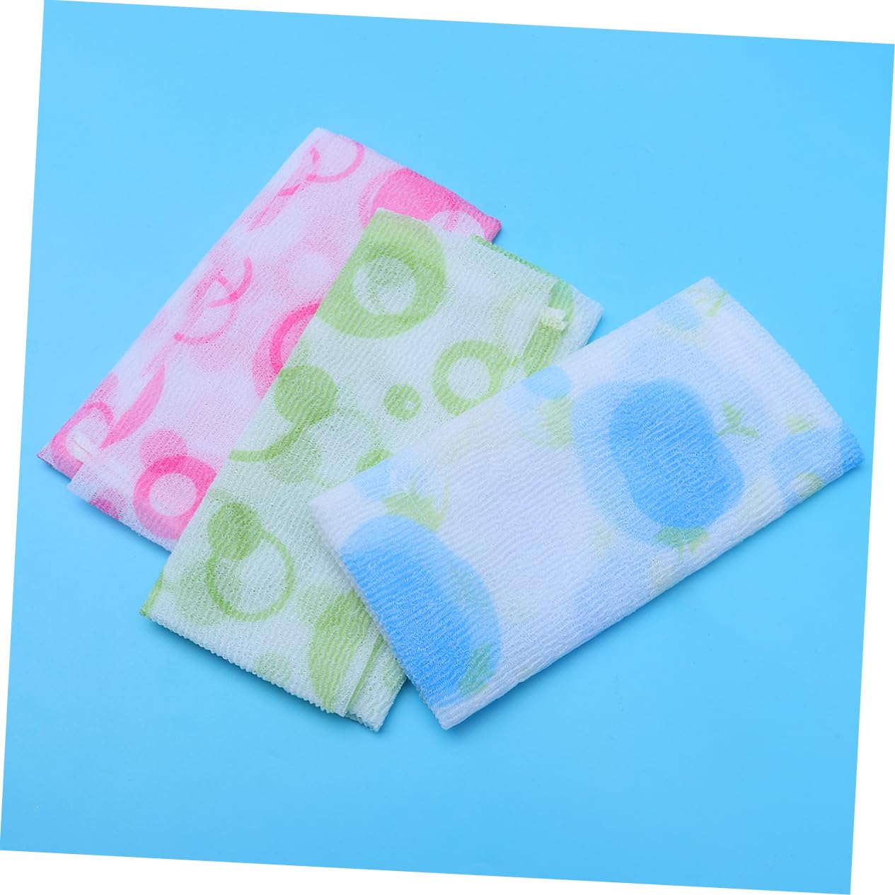 OATIPHO 3pcs Exfoliating Back Scrubber Bath Towel Long Strip Shower Towel for Gentle Skin Cleansing Green Blue Pink
