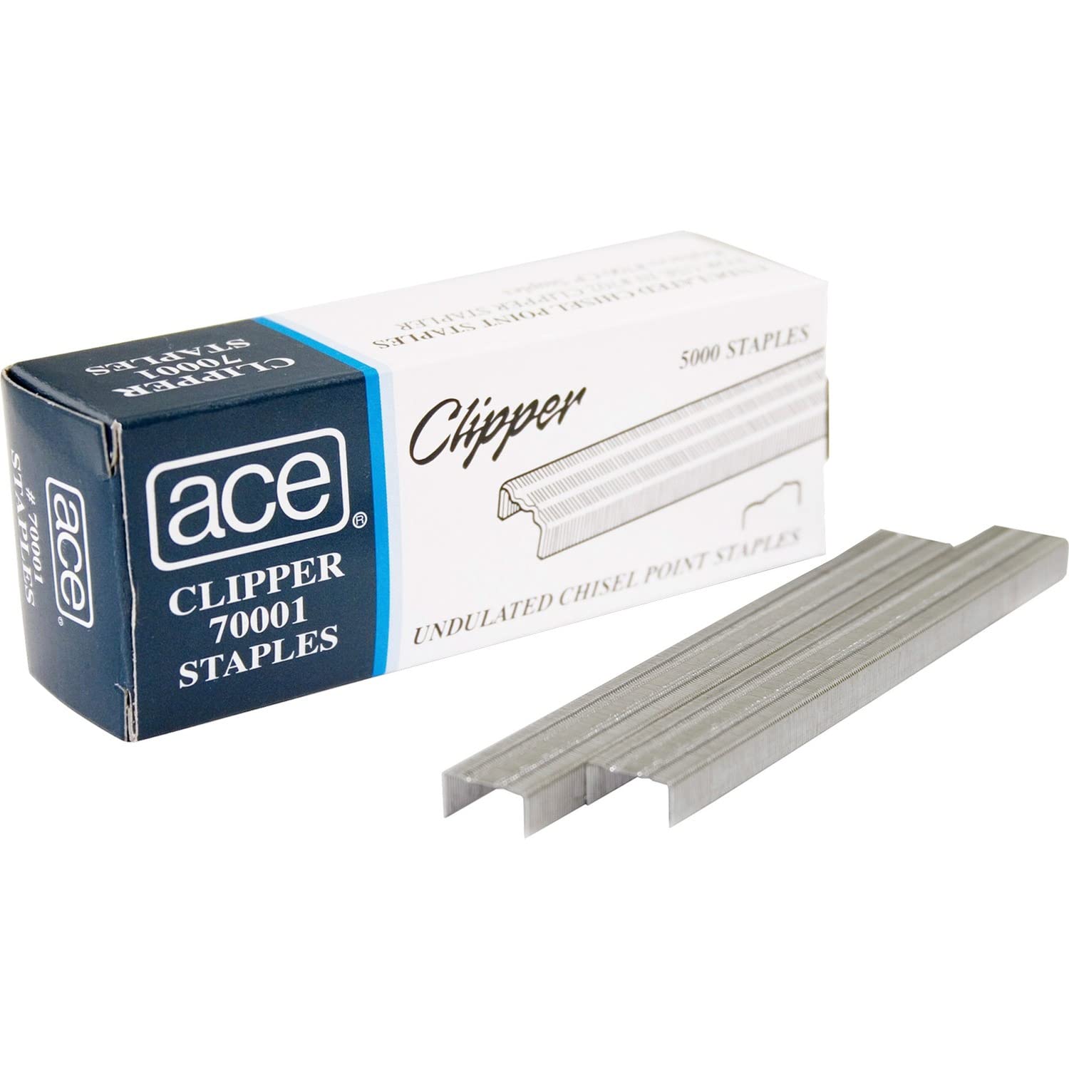 Advantus ACE Undulated Clipper Staples for 07020, Box of 5,000 Staples (ACE70001) , Silver