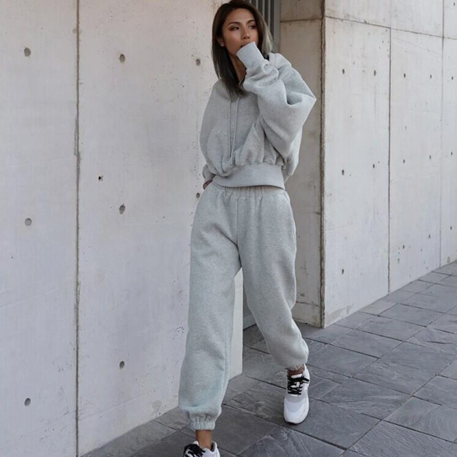 generisch Trajes de dos piezas para mujer, chaqueta y pantalón con cintura elástica, chándal para mujer, conjuntos de chándal para mujer