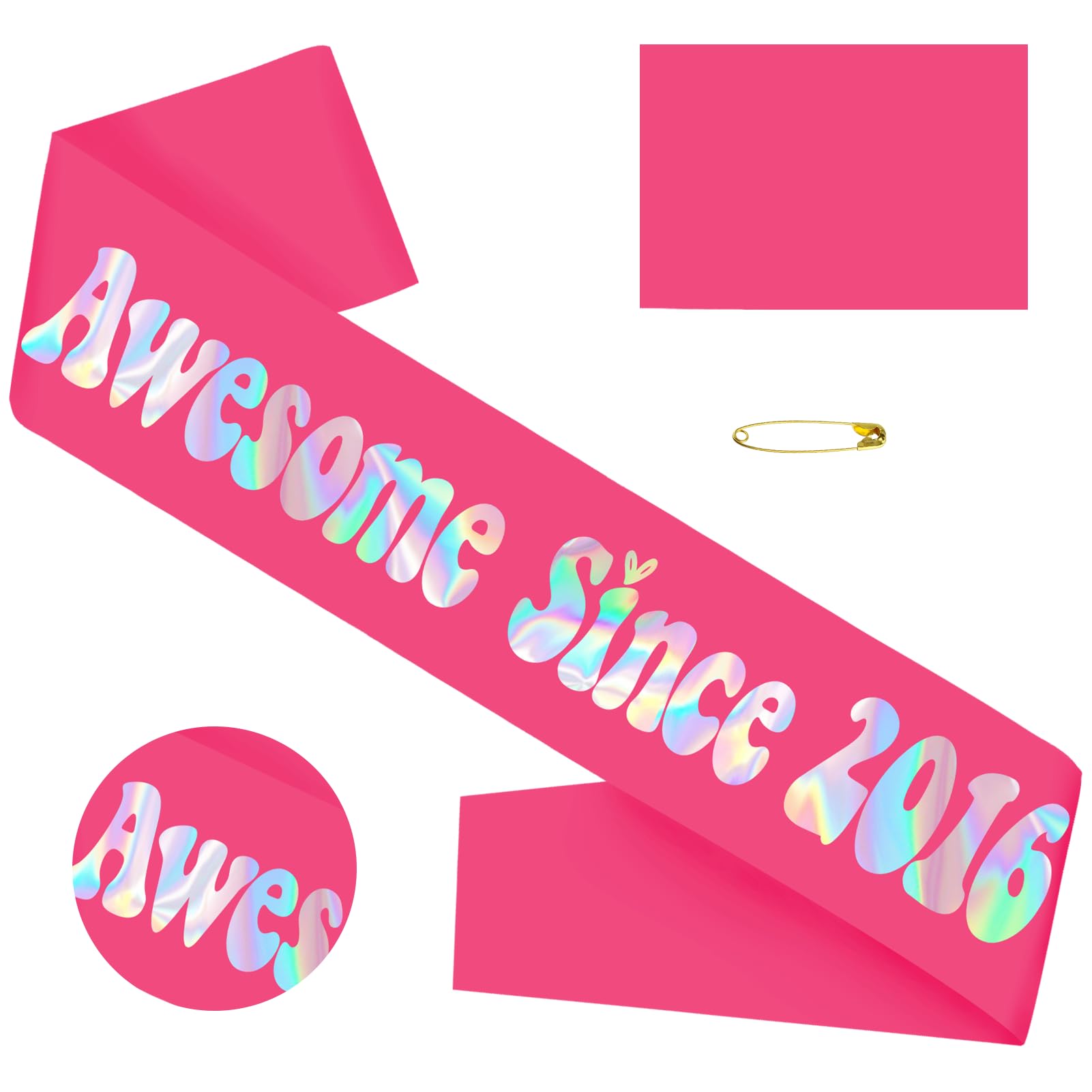 Awesome Since 2016 Sash- Hot Pink 10th Birthday Sash and 10th Anniversary Sashes, Cheers to 10 Years Sashes Decorations for 10 Birthday and Anniversary Party Supplies