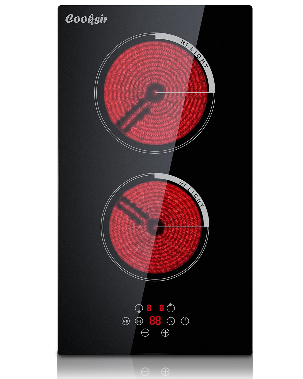 2 Burner Electric Cooktop,Cooksir Electric Stove Top,3000W 2 Burner