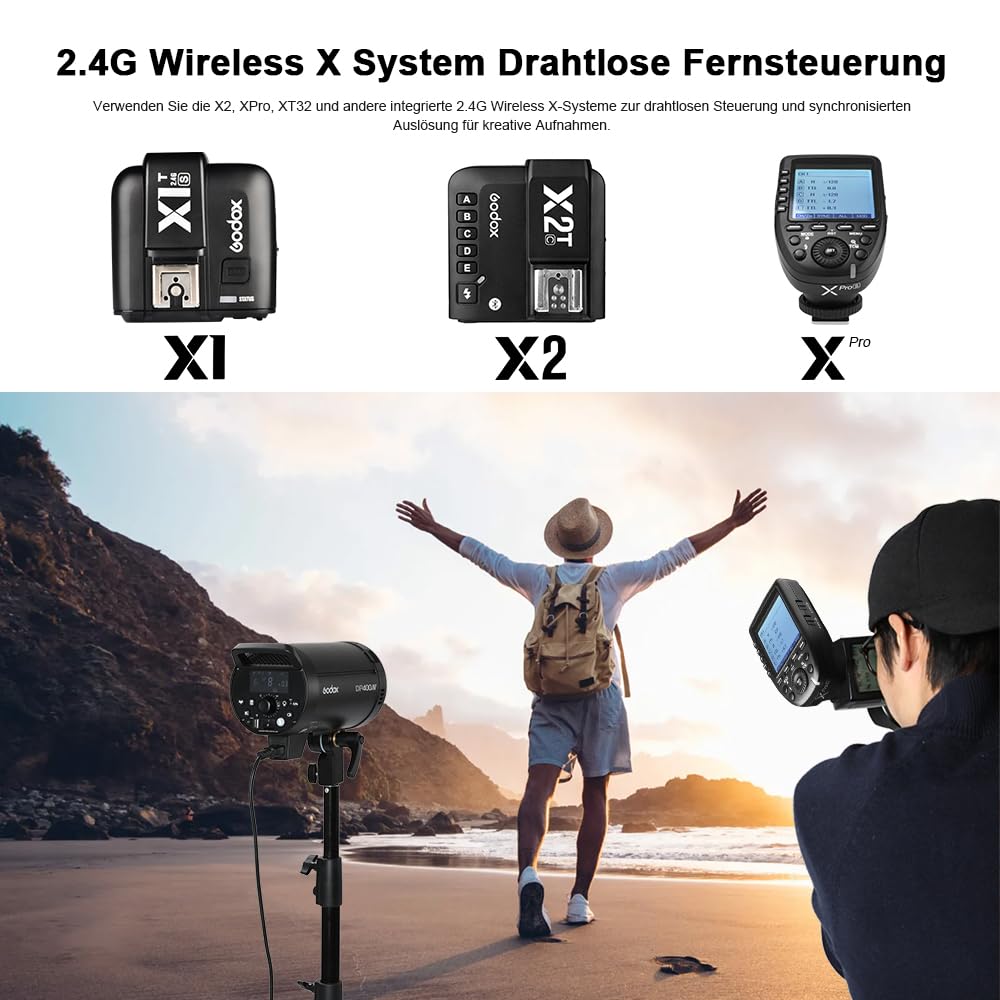 GODOX DP400III-V*3 Kit Professionelles Studioblitzgerät 400W Bowens Mount APP Steuerung mit Softbox Beauty Dish Intelligenter Speicher 2.4G Wireless X System Eingebauter Lüfter für Studio