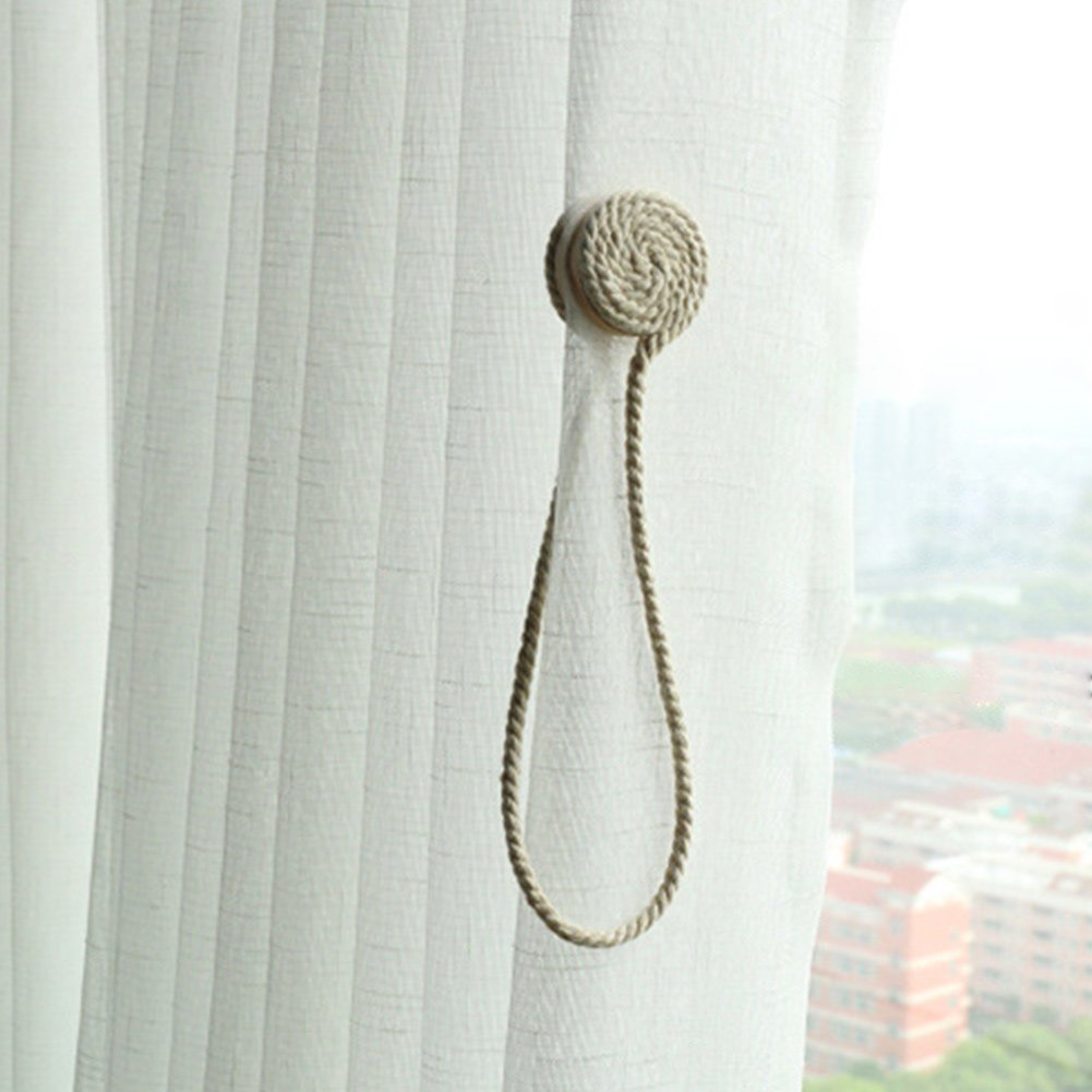 SUOXU Gordijn Tiebacks, 2 stuks magnetisch gordijn Tiebacks Parel Bal Gordijn Clips Touw Holdbacks Gordijn Weven Houder Gespen Voor Thuiskantoor Decoratief (Beige