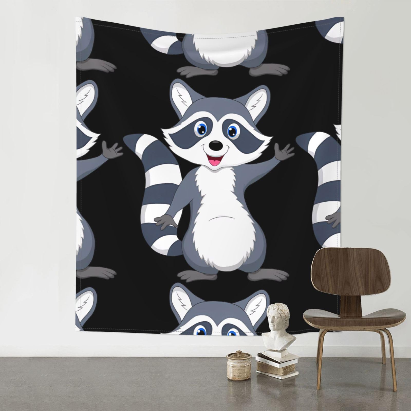 WHJSSF cute raccoon Prints Wall Tapestry 60x51in - Boho Decor Throw for Bedroom, Dorm, Picnic & Outdoor Adventures