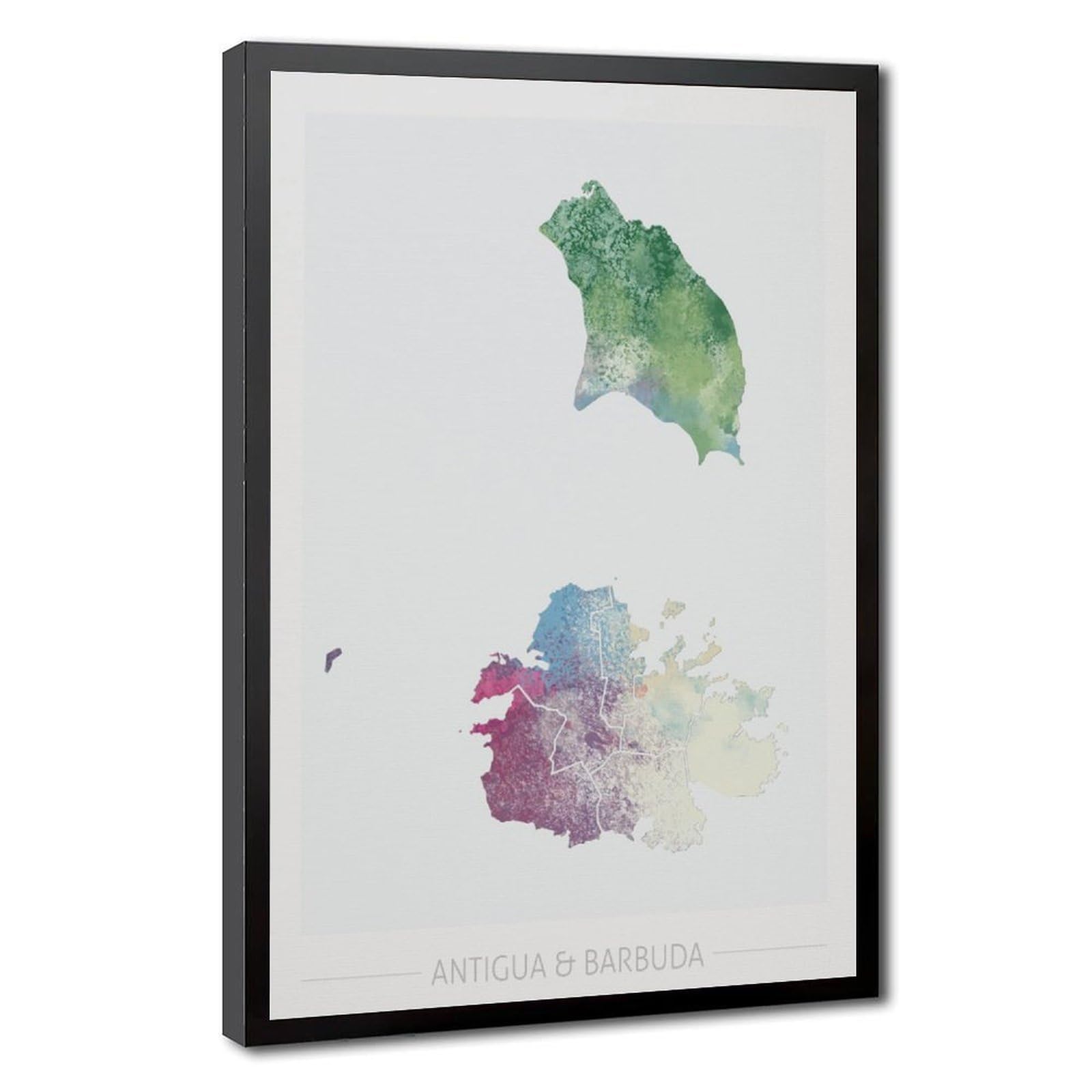 Bareronor Metallic Antigua And Barbuda Map Canvas Poster Bedroom Decor Landscape Office Room Decor Gift 24" L X 36" W