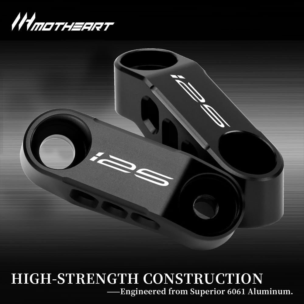 Motorcycle Mirror Extender Brackets For Z125 2017-2024 CNC Aluminum Adjustable Rearview Mirror Extensions for Improved Visibility (See details below) Accessories (Black)