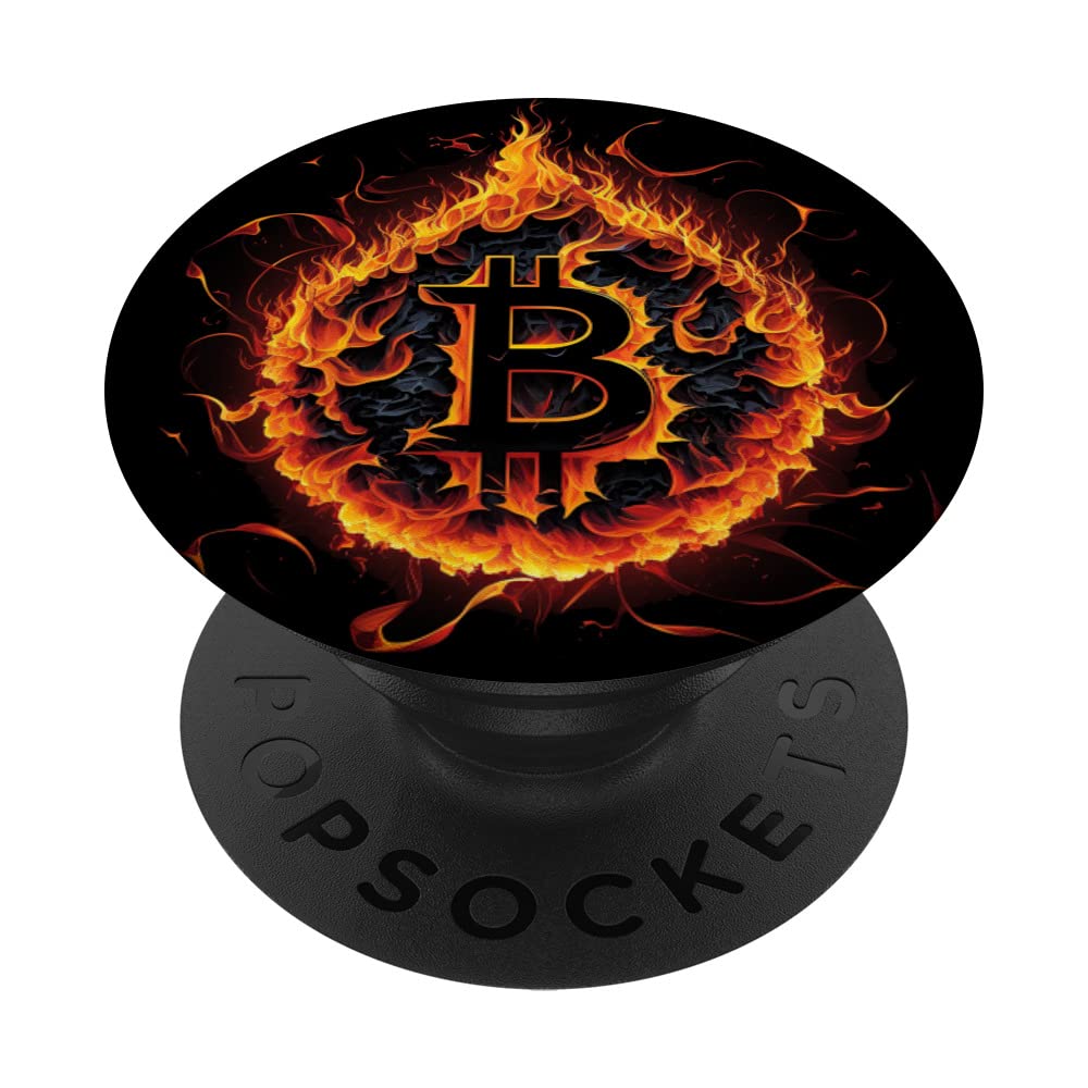 Bitcoin Coin Flames Btc Fire Cryptocurrency Crypto Art PopSockets Swappable  PopGrip : Amazon.co.uk: Electronics & Photo
