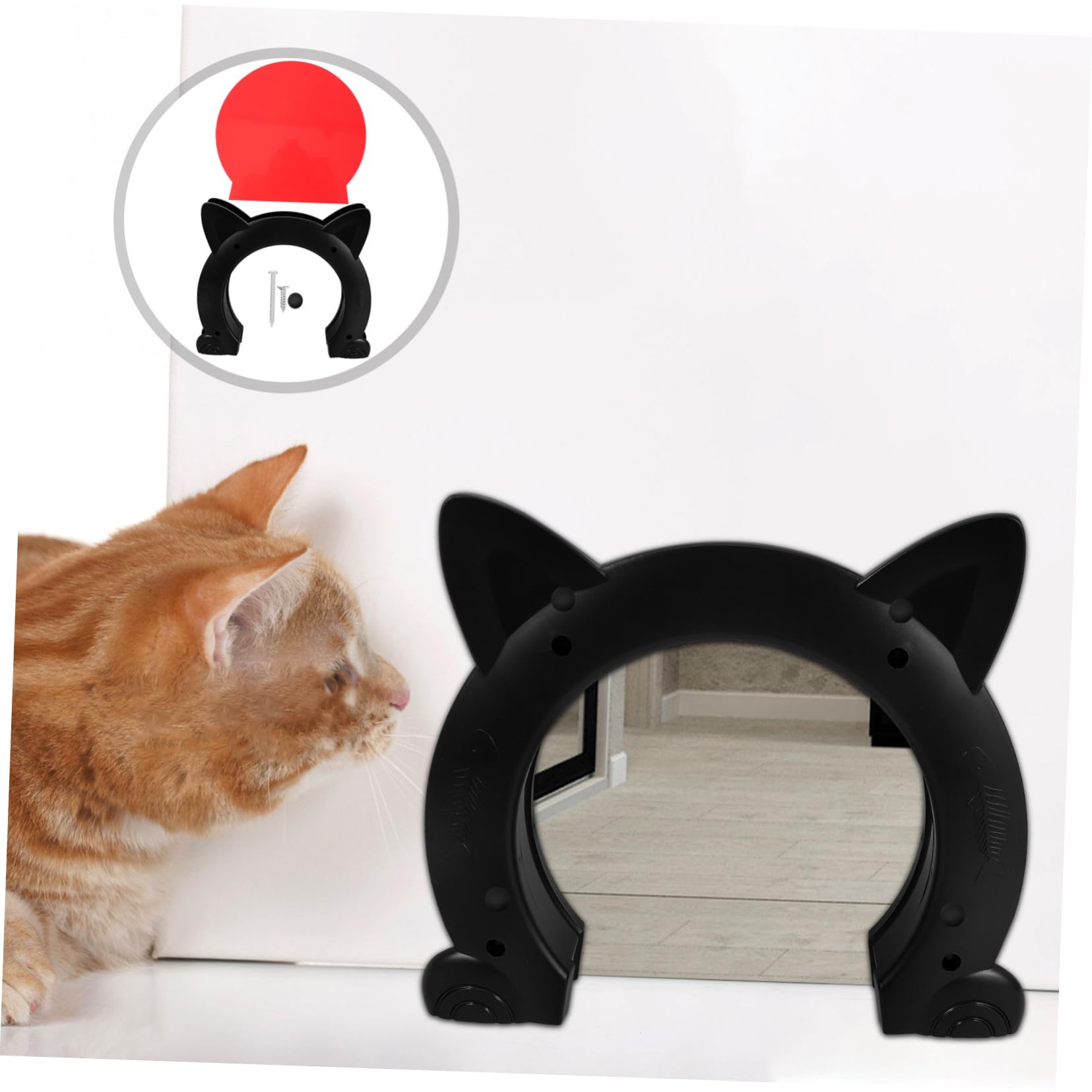 Hohopeti Schwarze mittelgroße Katzentür aus Kunststoff mit Katzenmotiv Praktische Innentür für Haustiere Einfache Installation Sicherer Zugang für Katzen und kleine Hunde Vielseitig für