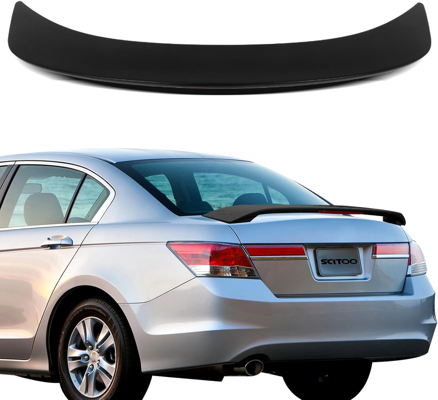 SCITOO ABS Rear Spoiler Wing Fits for 2008-2012 for Honda for Accord 1PC Matte Black Rear Trunk Spoiler Wing with 3rd Brake Light 2008-2012 for Honda Accord