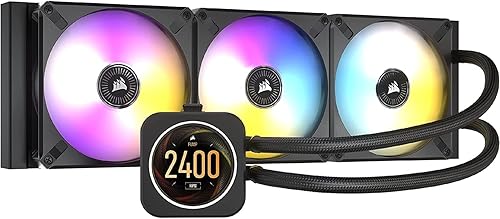 CORSAIR iCUE H150i ELITE - Enfriador de CPU líquida pantalla LCD IPS personalizada 48 LED RGB dinámicos ventiladores de 4724in radiador de 14173in