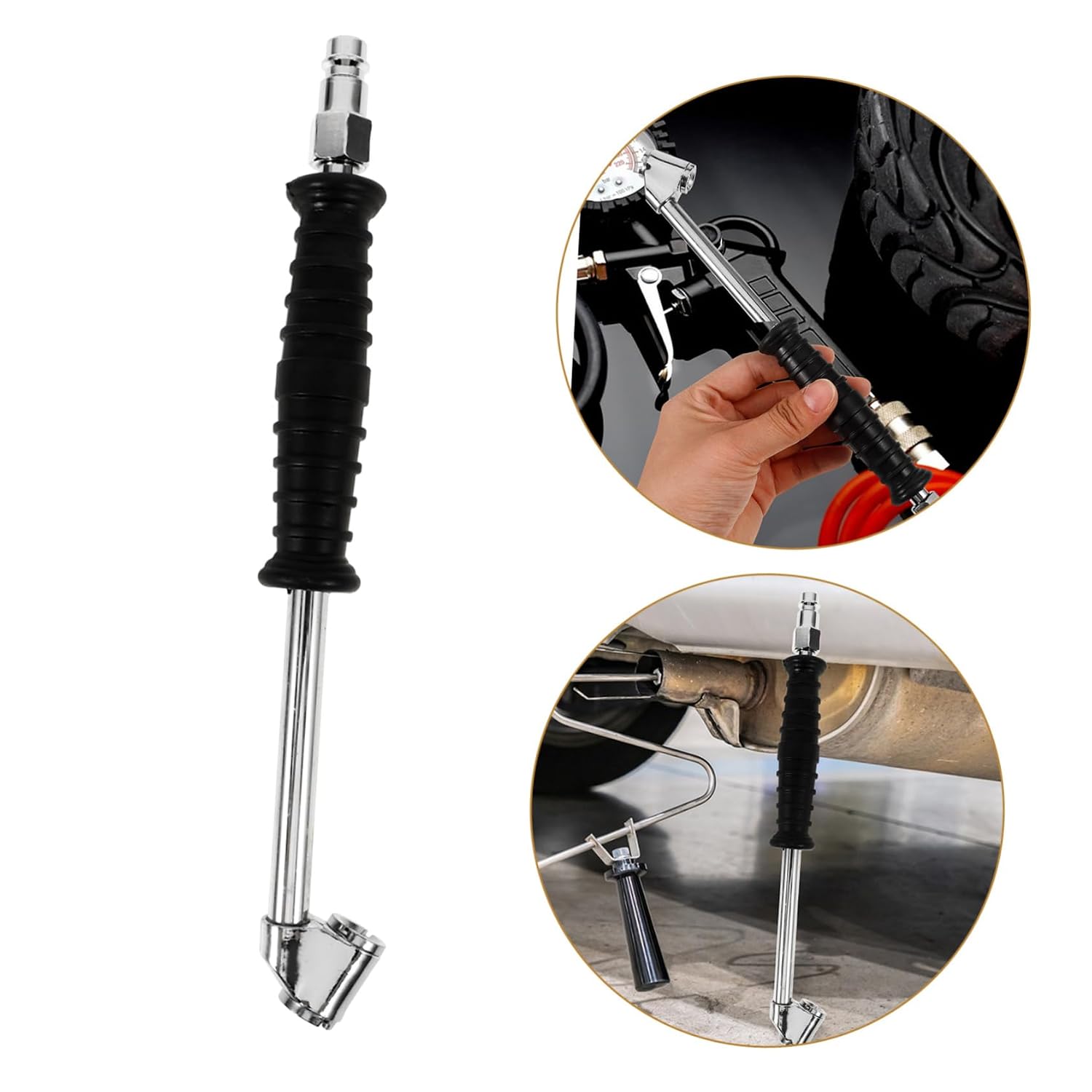 Mobestech 4pcs Tire Chuck Inflator Nozzle Quick Inflation Air Chuck for Car Tires Compatible Japanese European Valves Design Pressure Measurement for Enhanced Safety