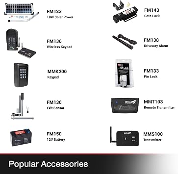 Mighty Mule MM371W Automatic Gate Opener, Smart and Solar Ready, Includes Gate Opener Remote and More-Up to 16ft Long or 550lb, Black, 1 Gate Opener Kit