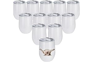 12 Pack Sublimation White Stemless Wine Tumbler Blanks, Insulated Tumbler w/Lids, 12oz