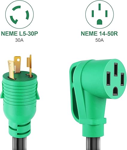 Miniatura 3 de Cable adaptador de generador RV de 13 pulgadas de 30 amperios a 50 amperios, adaptador de generador de 3 clavijas a 4 clavijas, cable de