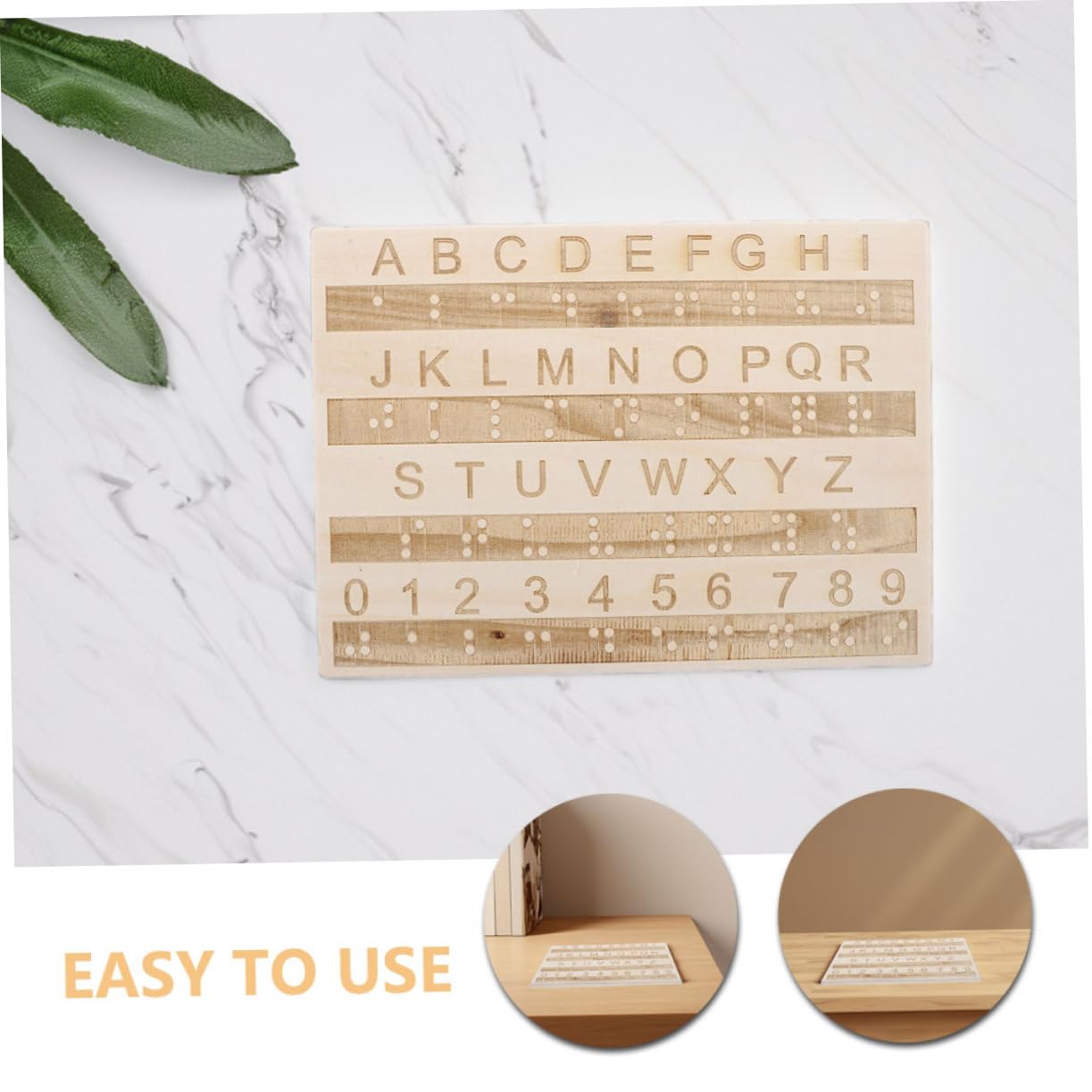KOMBIUDA Tablero de Alfabeto Braille de Puntos en Madera para Enseñanza Táctil, Herramienta Portátil de 3 Piezas para Niños Ciegos y Aprendizaje Educativo Color Aleatorio