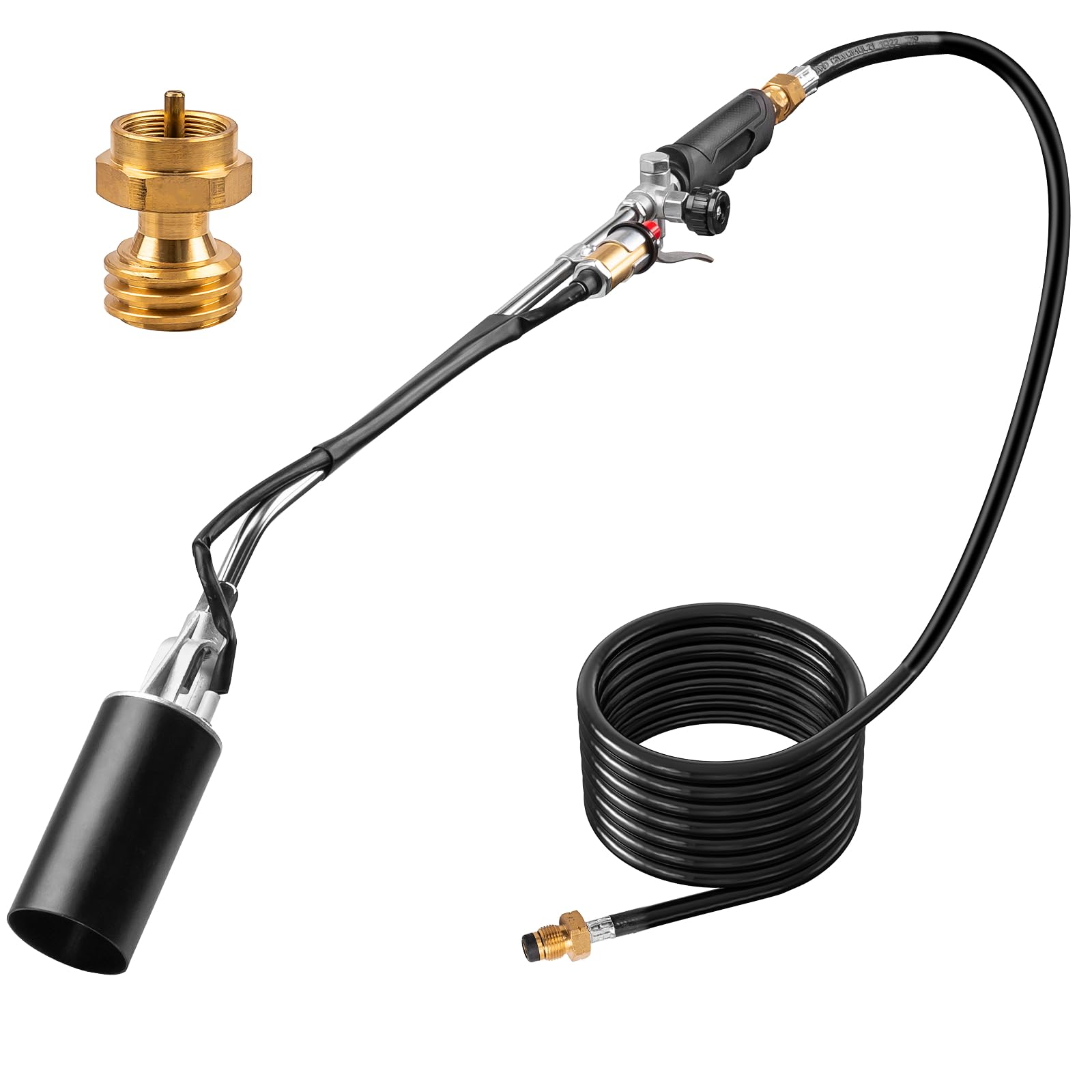 Propane Torch Weed Burner Kit, High Output 1,200,000 BTU with Turbo Trigger Igniter, Flamethrower Weed Torch with 8FT Hose for Garden Flame Weeding, Roofing, Melting Ice Snow (black)