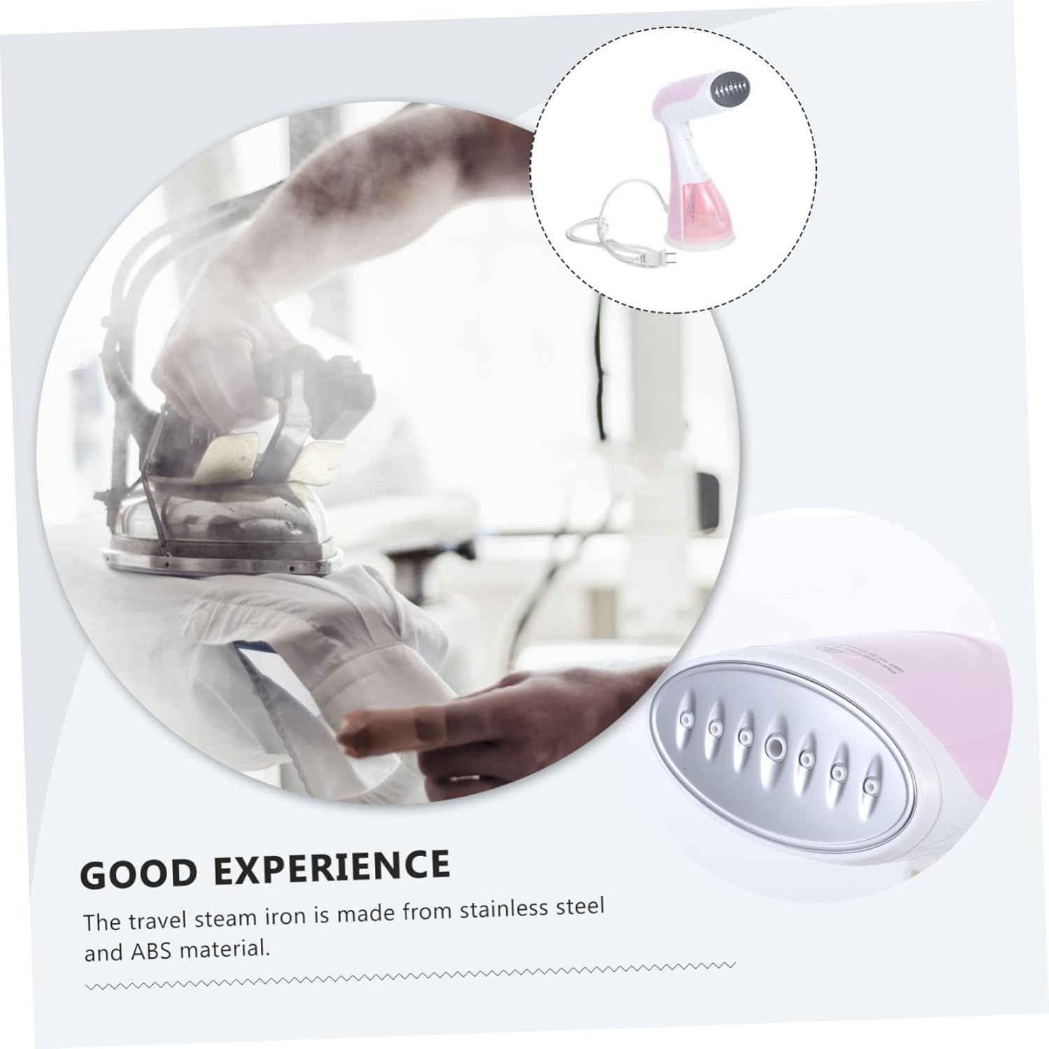 IMIKEYA Portable Small Steam Iron for Travel Handheld Garment Steamer with Stainless Steel Abs Large Water Tank for Continuous Steam Powerful Wrinkle Remover for Clothes