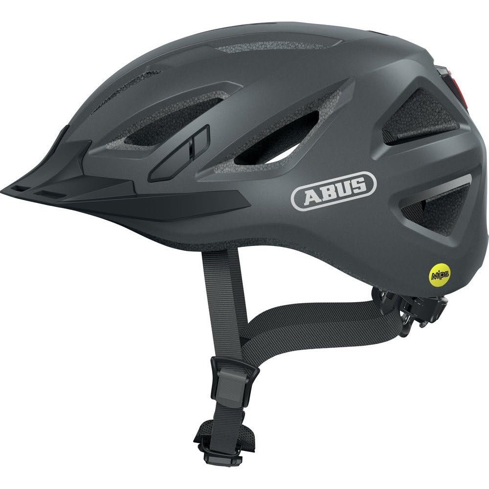 ABUS Urban-I 3.0 MIPS city helmet - casco da bici con protezione dagli impatti, luce posteriore, visiera e chiusura magnetica - per uomo e donna