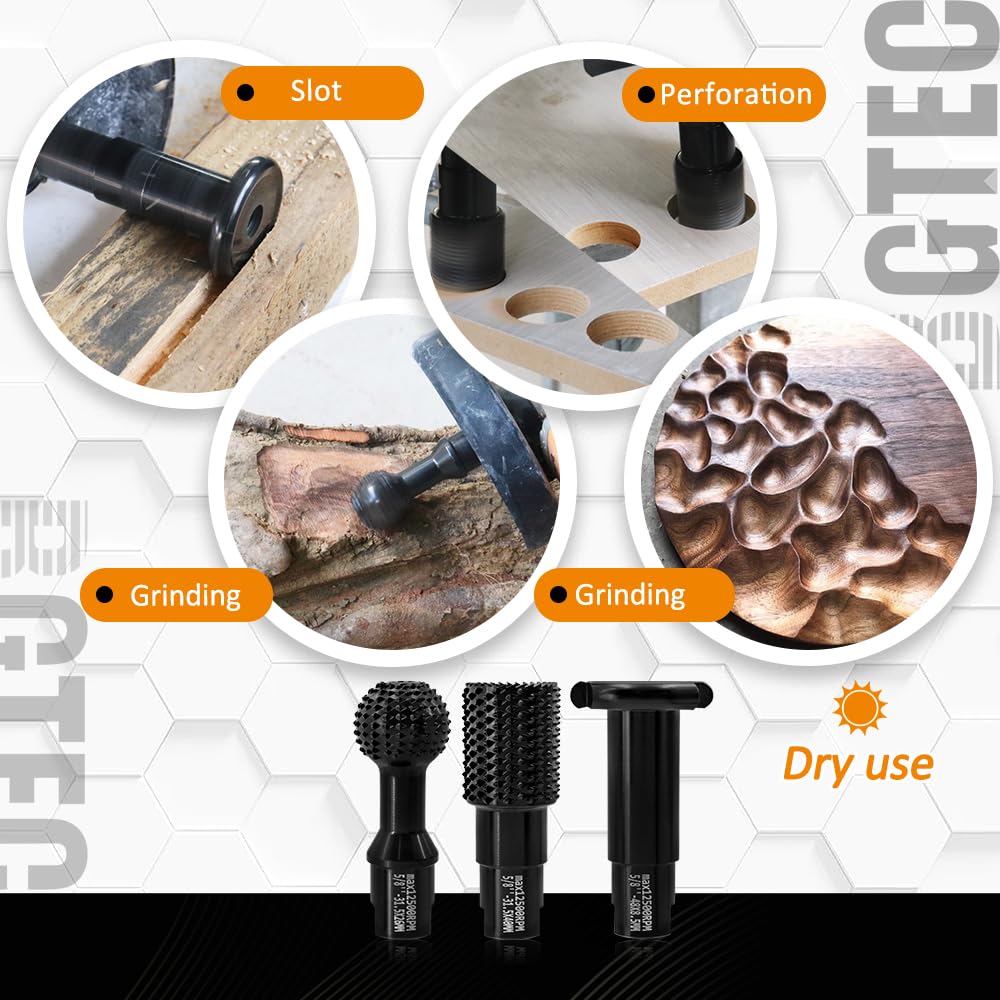 BGTEC 3 punte da trapano per la lavorazione del legno, strumenti per intaglio del legno con filettatura 5/8-11, accessori per smerigliatrice angolare, strumenti per intaglio del legno, rettifica e