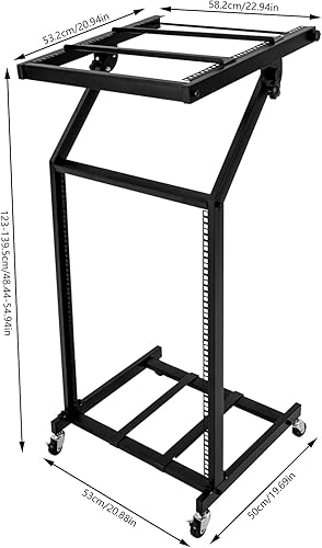 Miniatura 2 de 16U DJ Racks Stand Rack Mount Mixer Case Stand Stand Studio Equipment Cart Stage Amp DJ Rolling With Wheel Adjustable Height Perfect for Office Home