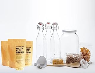 10pc Happy Gut Pro Complete Water Kefir Starter Kit Family Size - Water Kefir Supplies Includes Everything | Water Kefir Grains Made from Organic Specialty Sugars and Natural Spring Water