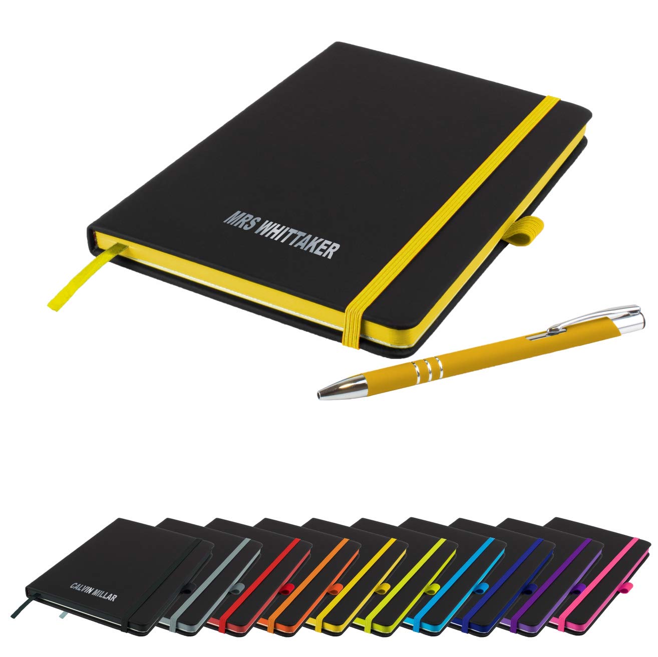 That's My Pencil The Edge - Notebook and Pen Personalized/Printed with Name Perfect for school or office (Sun Yellow)