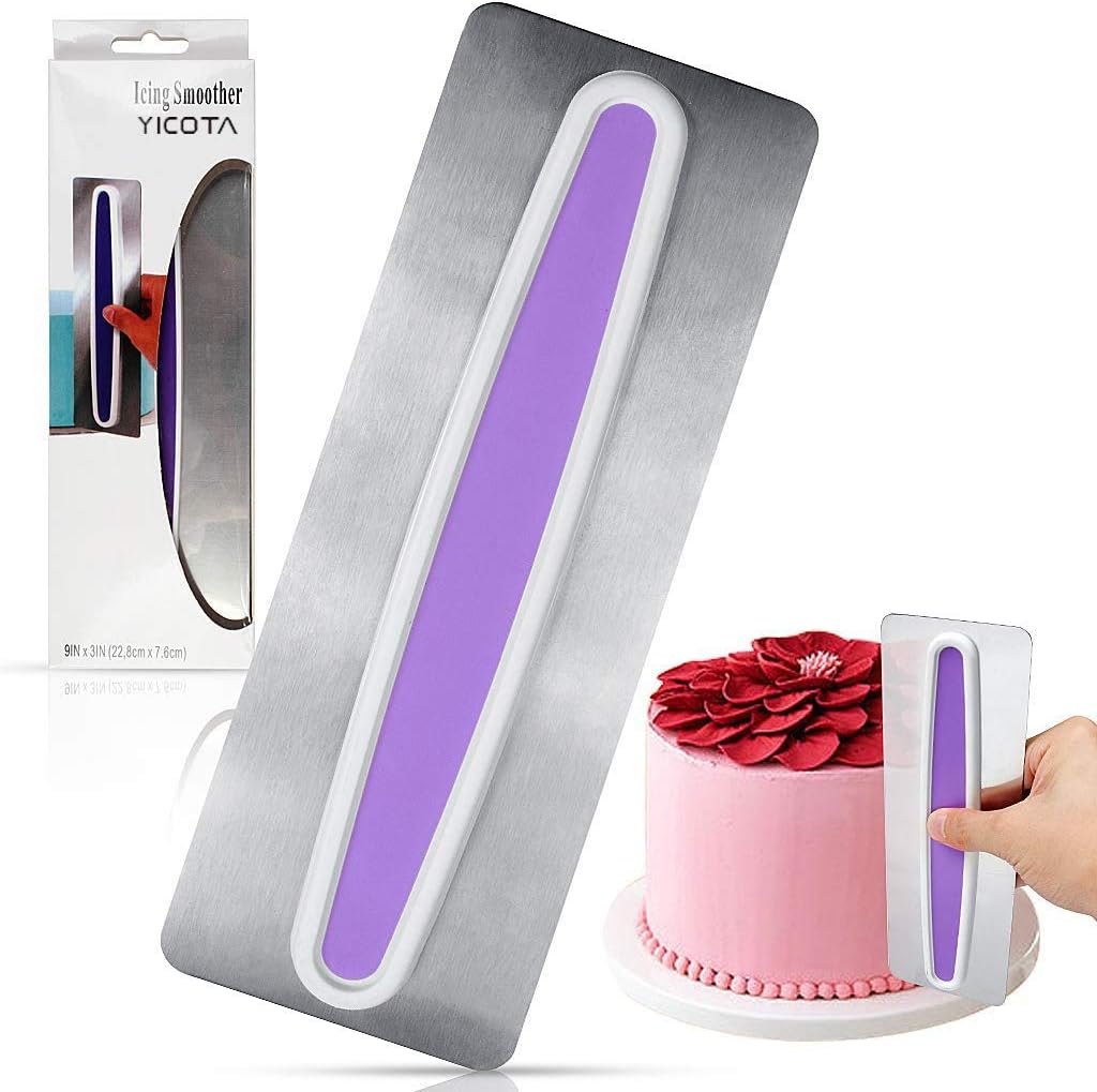 YICOTA Cake Smoother, Fondant Cake Stainless Steel Icing Polisher DecoratingCream Scraper,Baking Decoration Mousse Cream Tools