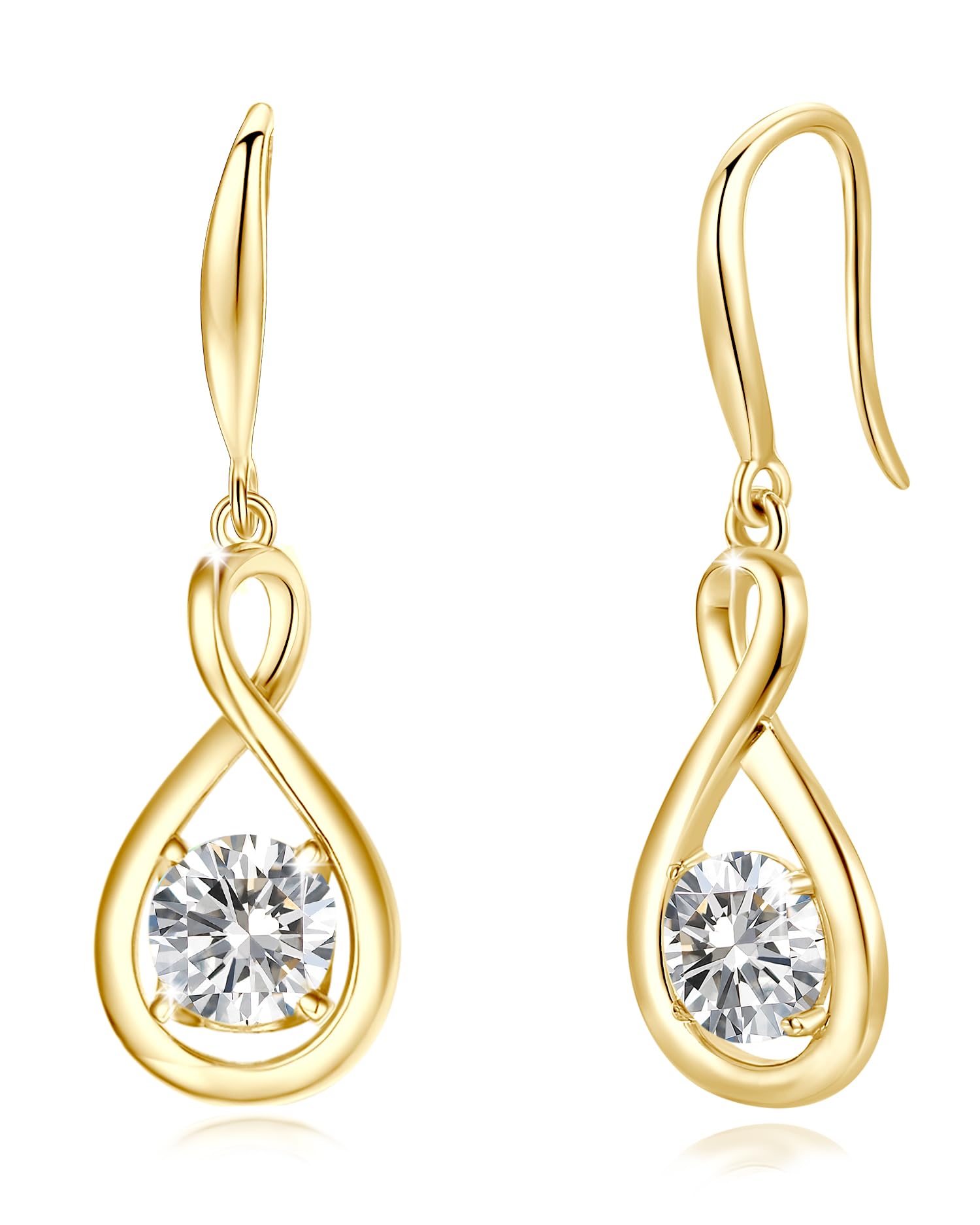 FANCIME Dangle Drop Earrings 925 Sterling Silver Dainty Infinity Round Gemstone Birthstone Jewelry Birthday Mothers Day Gifts for Her Women