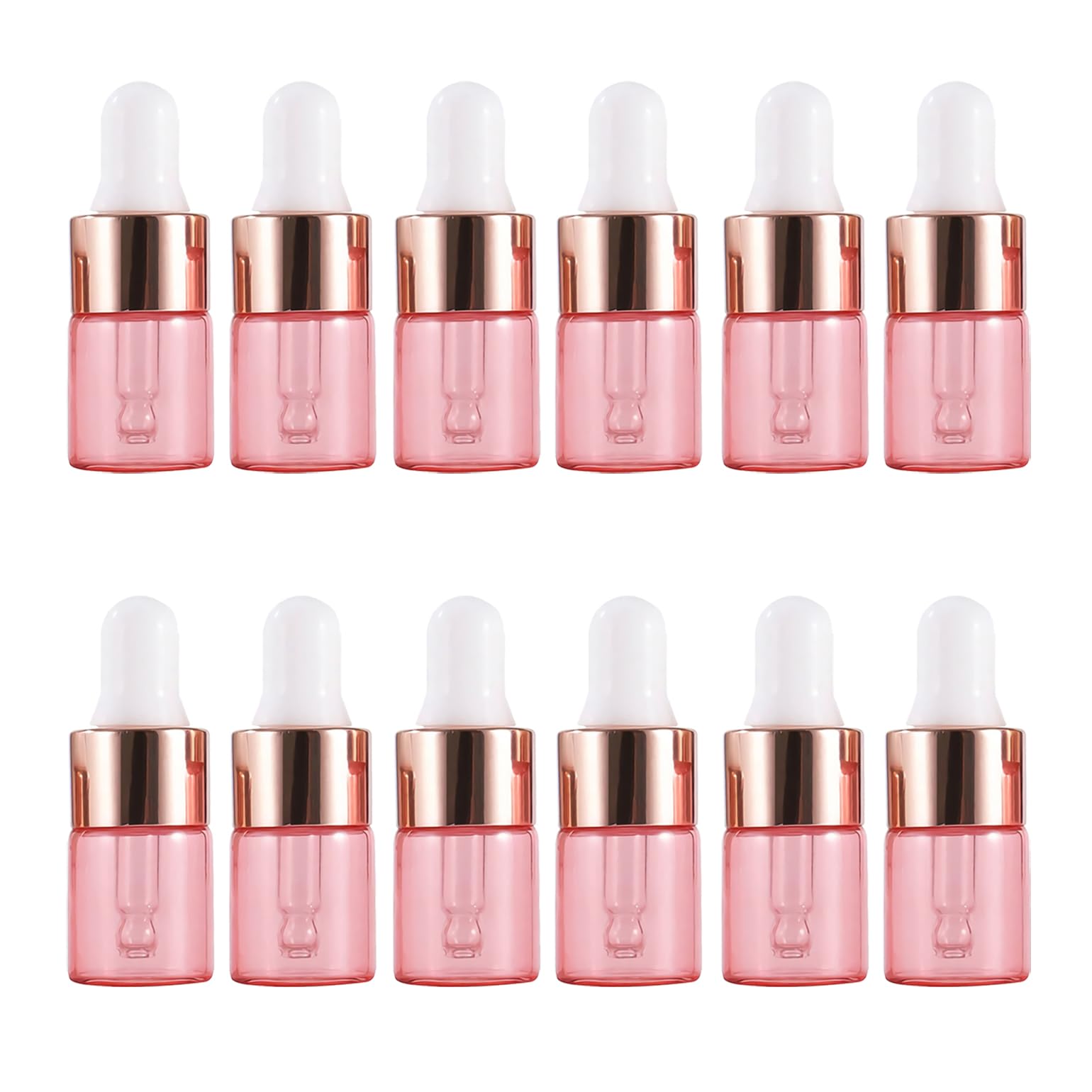 100 Stück 2ml Pink glas Pipettenflasche, Leere Kleine Pink Glasflasche mit Pipette, Stichprobe Glaspipette Tropfflasche für Aromatherapie ätherische Öle