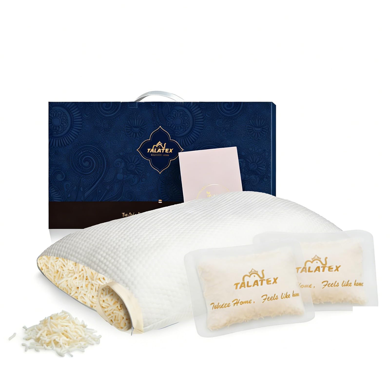 Talatex White Adjustable Shredded Latex Pillow-Customisable Loft For Side, Back & Stomach Sleepers | Adjustable Filling To Neck Support & Spinal Alignment | Orthopaedic Cervical Pillow With Washable Cover