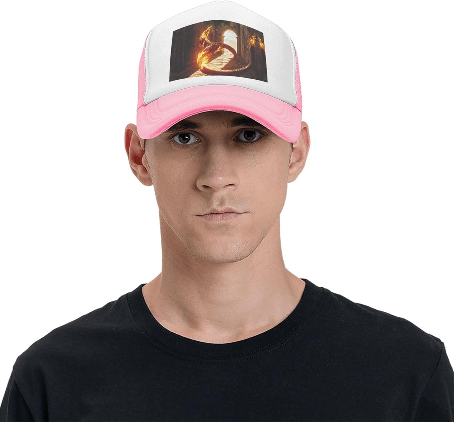 Trucker Hat Cowboy Hat for Sun Cap Baseball Beach Caps,Outdoor Activities and Travel Fire and Flames Black